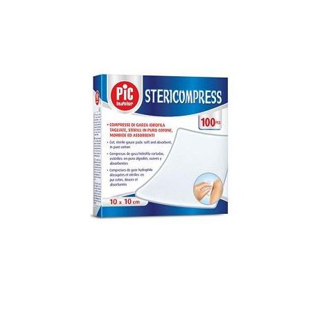 GARZA COMPRESSA IDROFILA PIC STERICOMPRESS 10X10CM 4 BUSTE X 25 PEZZI