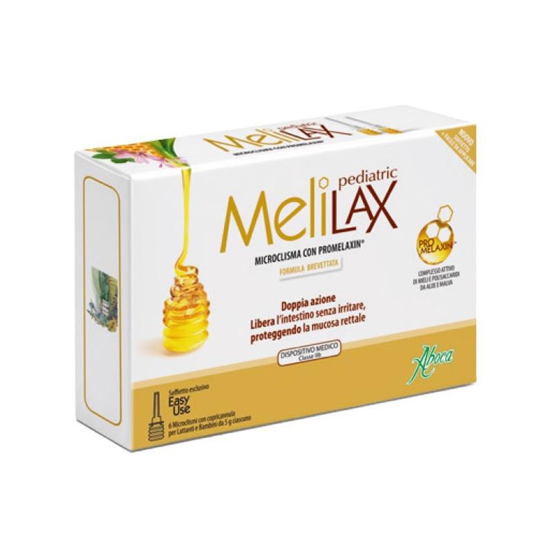 Aboca Melilax Pediatric Adatto per Lattanti e Bambini Confezione da 6 Microclismi Monouso