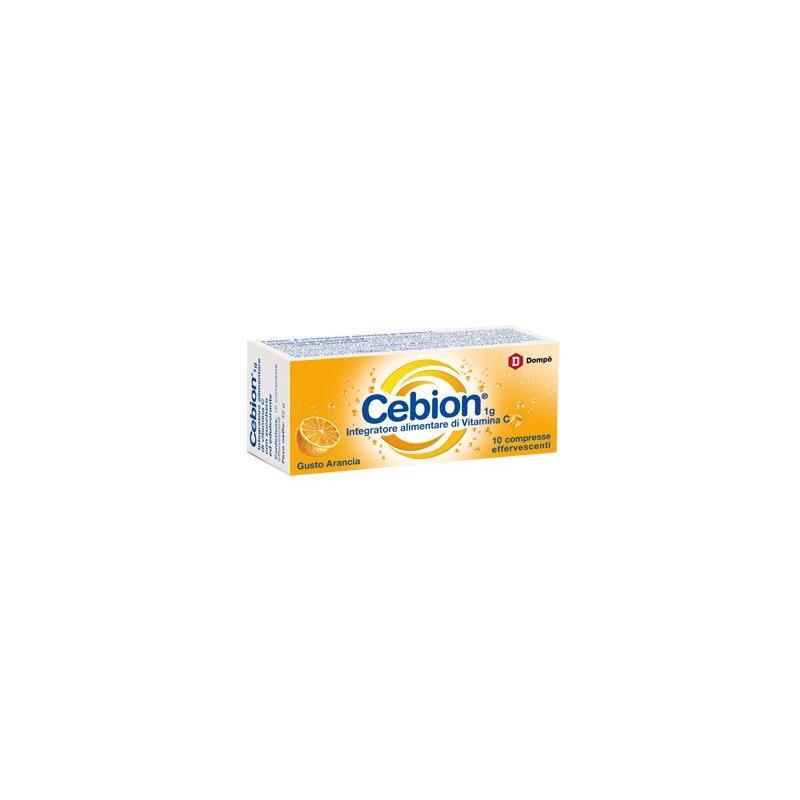 Cebion Vitamina C 1g Gusto Arancia Integratore per il Supporto Immunitario 10 Compresse Effervescenti