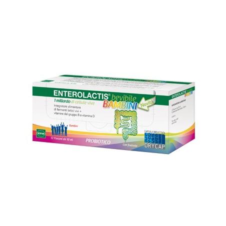 Sofar Enterolactis Bambini 12 Flaconcini Integratore di Fermenti Lattici Vivi
