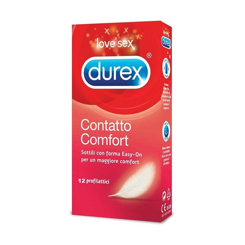 Durex Contatto Comfort Profilattico con forma Easy-On 12 Preservativi