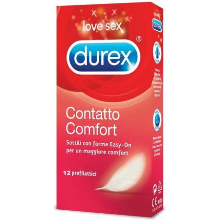 Durex Contatto Comfort Profilattico con forma Easy-On 12 Preservativi