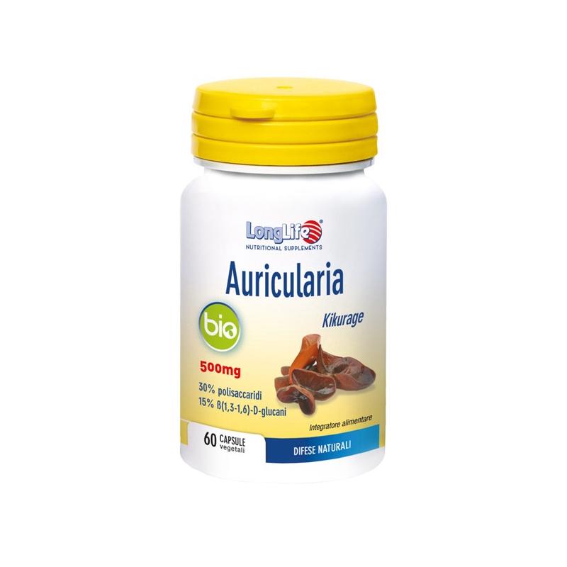 Longlife Auricularia Bio Integratore per Rafforzare le Difese Immunitarie 60 Capsule