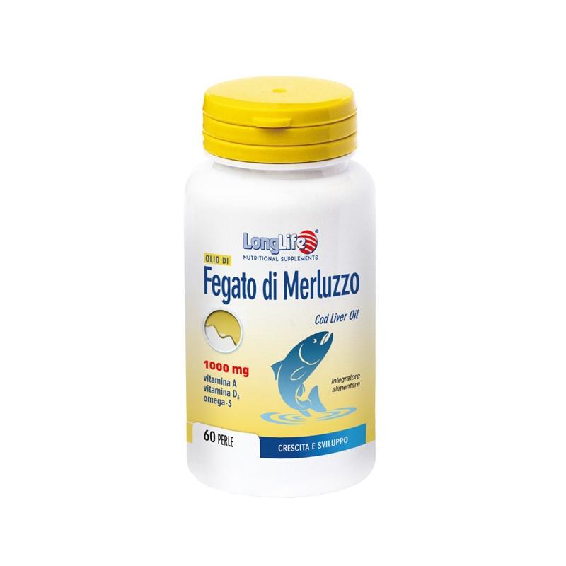 LongLife Olio di Fegato di Merluzzo Integratore per le Difese Immunitarie 1000 mg  60 Perle