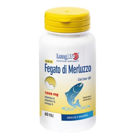 LongLife Olio di Fegato di Merluzzo Integratore per le Difese Immunitarie 1000 mg  60 Perle
