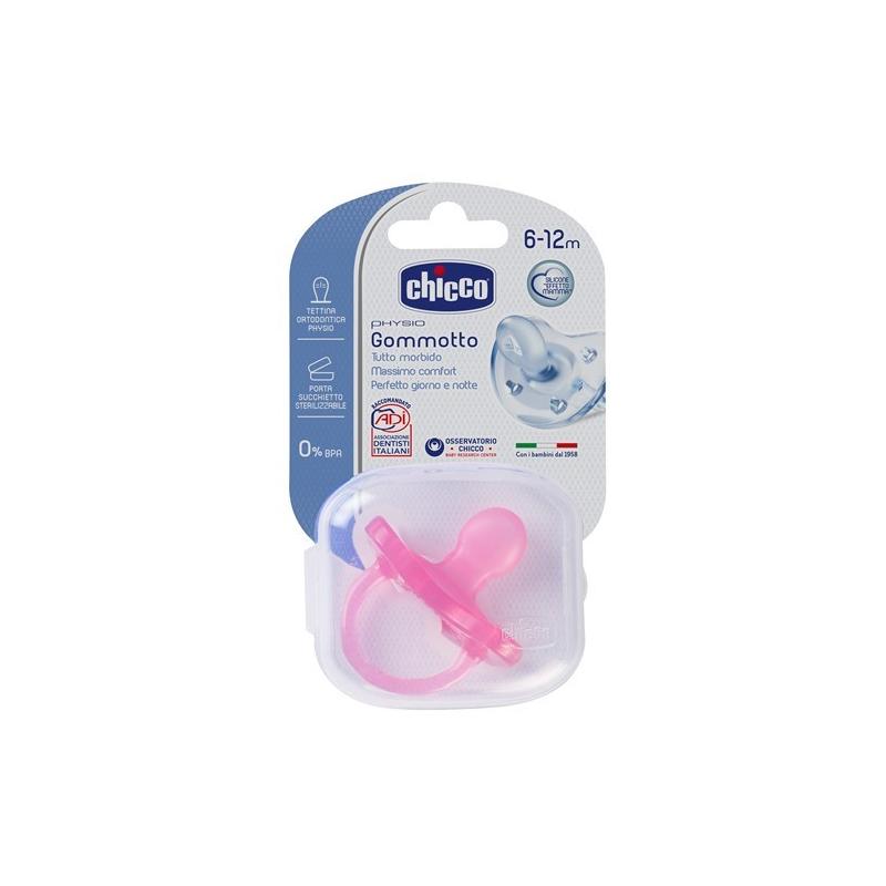 Chicco Physio Gommotto in Silicone 1 Pezzo Colore Rosa 6-12 Mesi