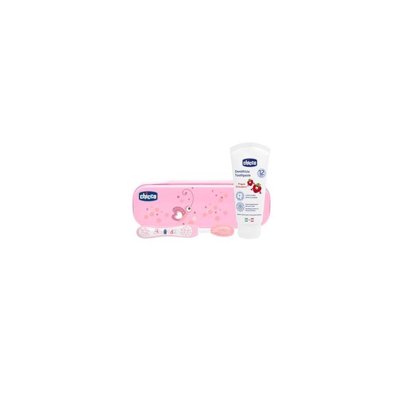 Chicco Set Igiene Dentale Colore Rosa con Fluoro 12+ Mesi