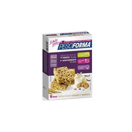 Pesoforma 6 Barrette ai Cereali Gusto Cookies e Vaniglia