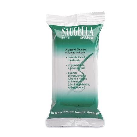 Saugella Attiva Salviette Intime Detergenti Antibatteriche 15 bustine