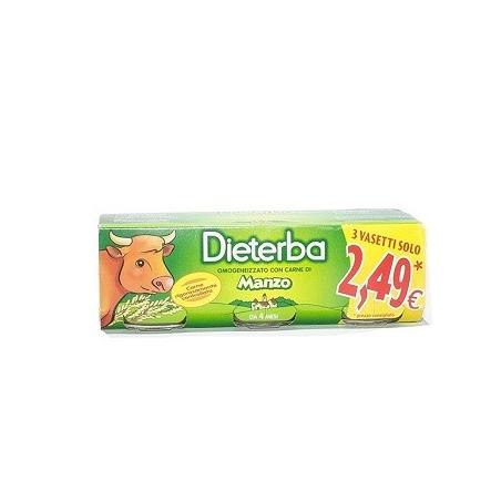 Dieterba 3 pezzi da 80 g Omogeneizzato Manzo per Bambini
