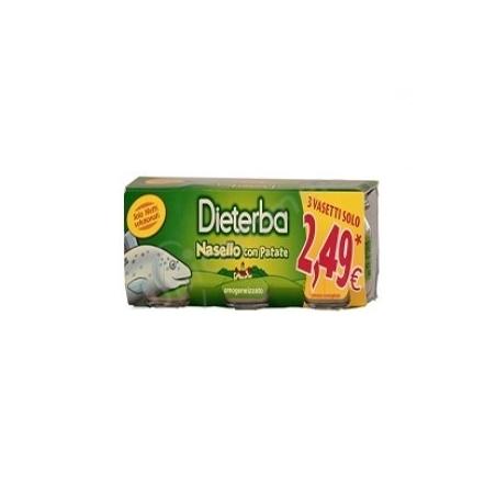 Dieterba 3 pezzi da 80 g Omogeneizzato Nasello con Patate per Bambini