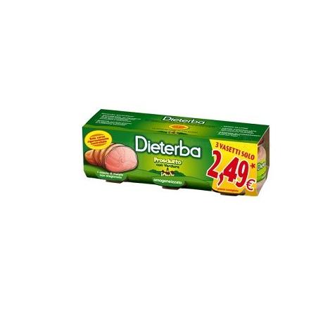 Dieterba 3 pezzi da 80 g Omogeneizzato Prosciutto e Verdure per Bambini