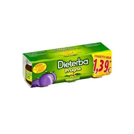 Dieterba 3 pezzi da 80 g Omogeneizzato Prugna per Bambini