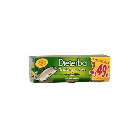 Dieterba 3 pezzi da 80 g Omogeneizzato Trota e Verdure per Bambini
