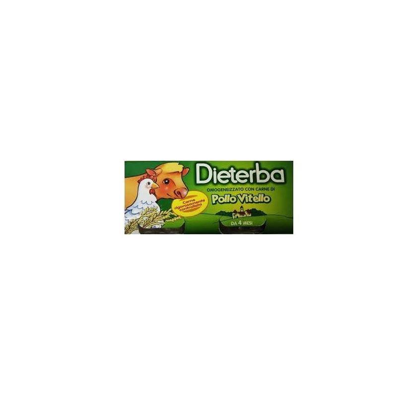 Dieterba 3 pezzi da 80 g Omogeneizzato Vitello e Pollo per Bambini