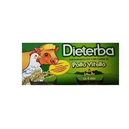 Dieterba 3 pezzi da 80 g Omogeneizzato Vitello e Pollo per Bambini