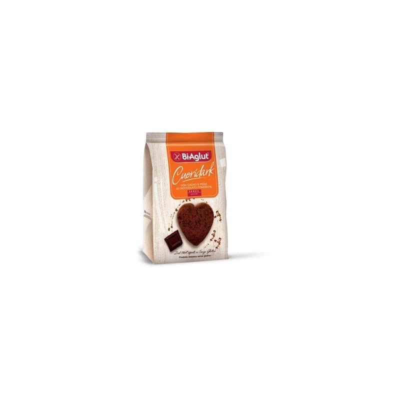 BiAglut Cuori Dark 200 g Biscotti con Cacao e Pezzi di Cioccolato Fondente Senza Glutine