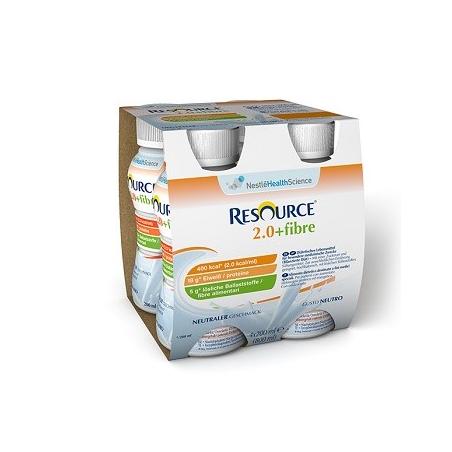 Nestlè Resource 2.0 + Fibre 1 Bottiglia x 200 ml Supplemento Nutrizionale Gusto Neutro