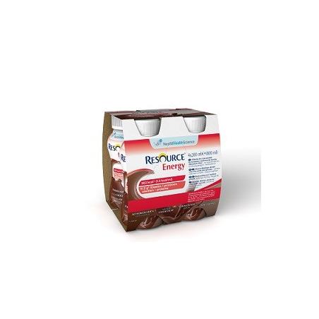 Nestlè Resource Energy 4 Bottiglie x 200 ml Succo Dietetico Gusto Cioccolato