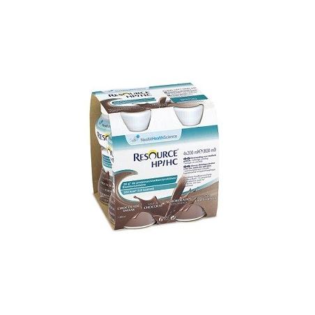 Nestlè Resource HP HC 4 Bottiglie x 200 ml Bevanda Ipercalorica Gusto Cioccolato