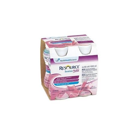 Nestlè Resource Senior Active 4 Bottiglie x 200 ml Bevanda Iperproteica Gusto Fragola