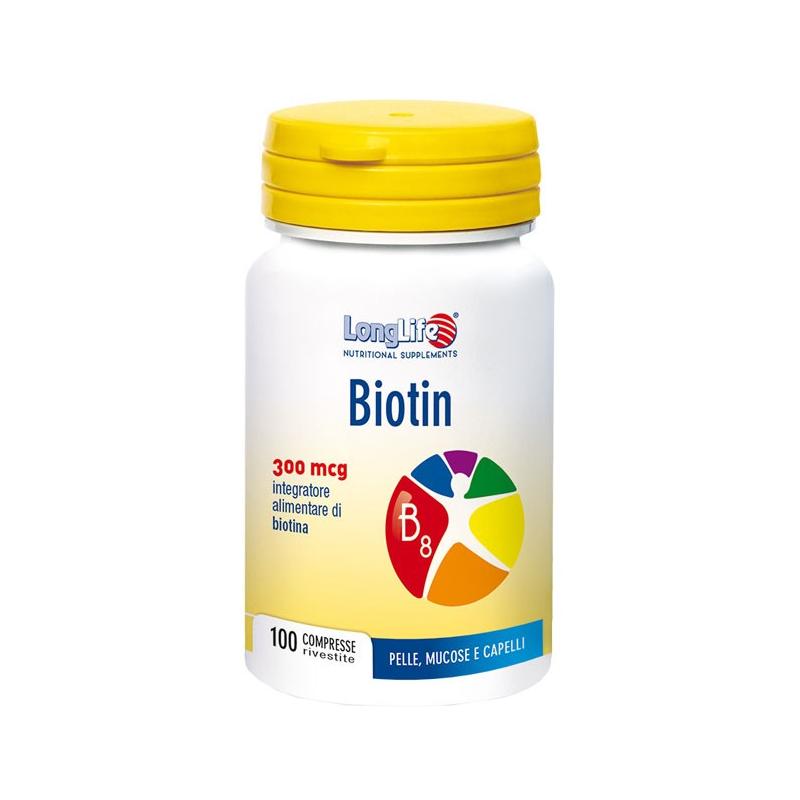 Longlife Biotin Integratore per Regolare la Funzione del Sistema nervoso 100 Compresse