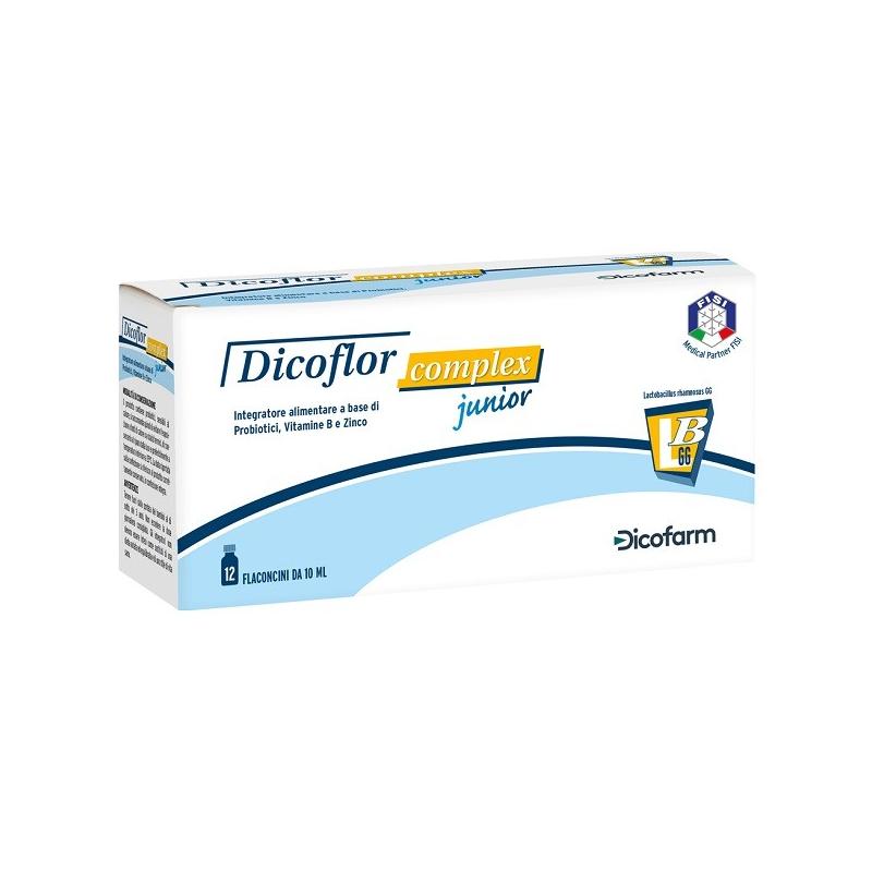 Dicofarm Dicoflor Complex Junior Integratore per la flora batterica intestinale, 12 flaconi