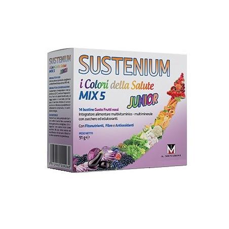 Menarini Sustenium Mix 5 Junior Integratore multivitaminico e multiminerale, 14 bustine