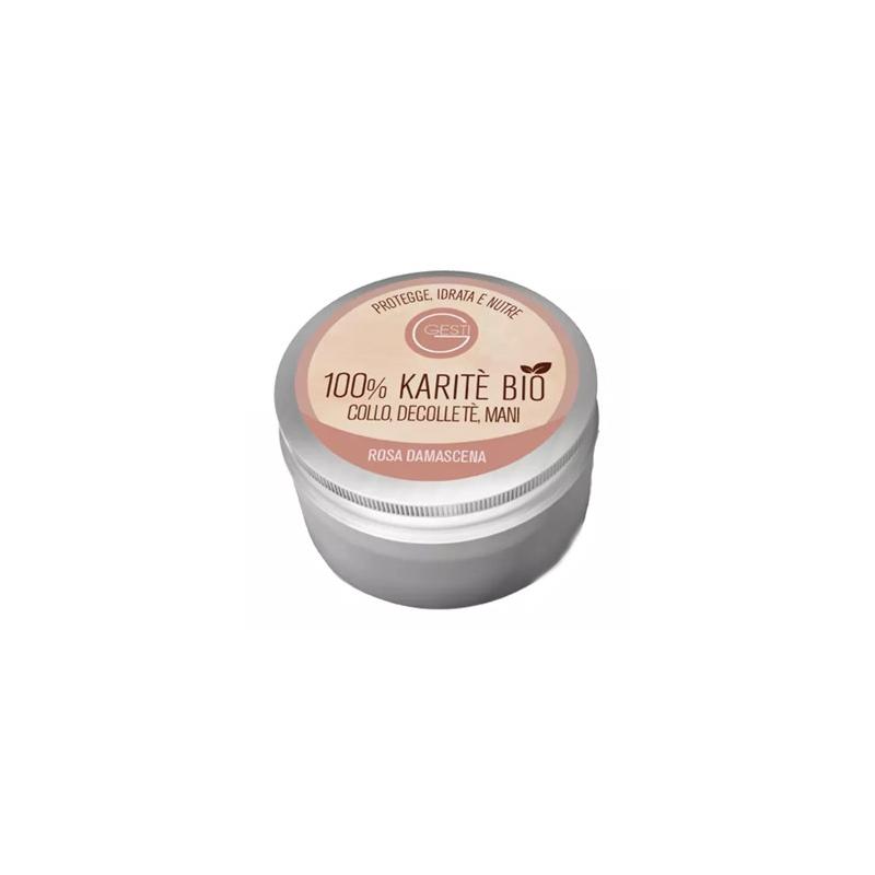 Gesti 100% Karité Bio alla Rosa Damascena 50 ml Crema Mani, Corpo e Labbra