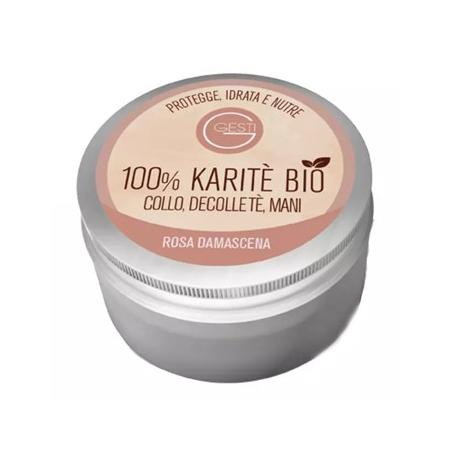 Gesti 100% Karité Bio alla Rosa Damascena 50 ml Crema Mani, Corpo e Labbra