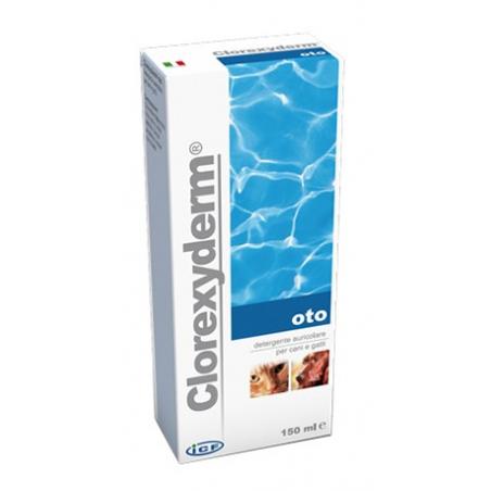 ICF Clorexyderm Detergente liquido per la pulizia auricolare di cani e gatti, 150 ml