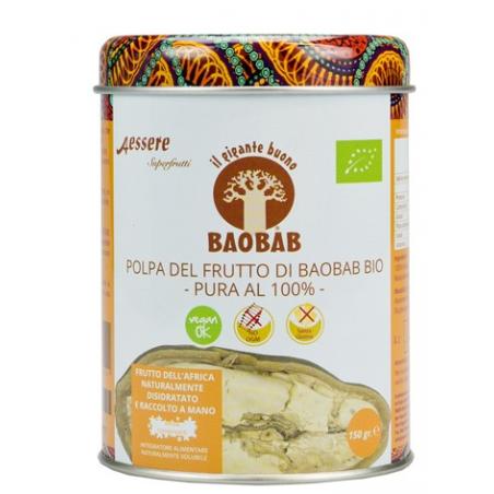 Aessere Baobab Polpa Bio Integratore di vitamine, fibre e minerali, 150 g