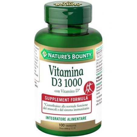 Nature's Bounty Vitamina D3-1000 Integratore Vitaminico 100 Tavolette
