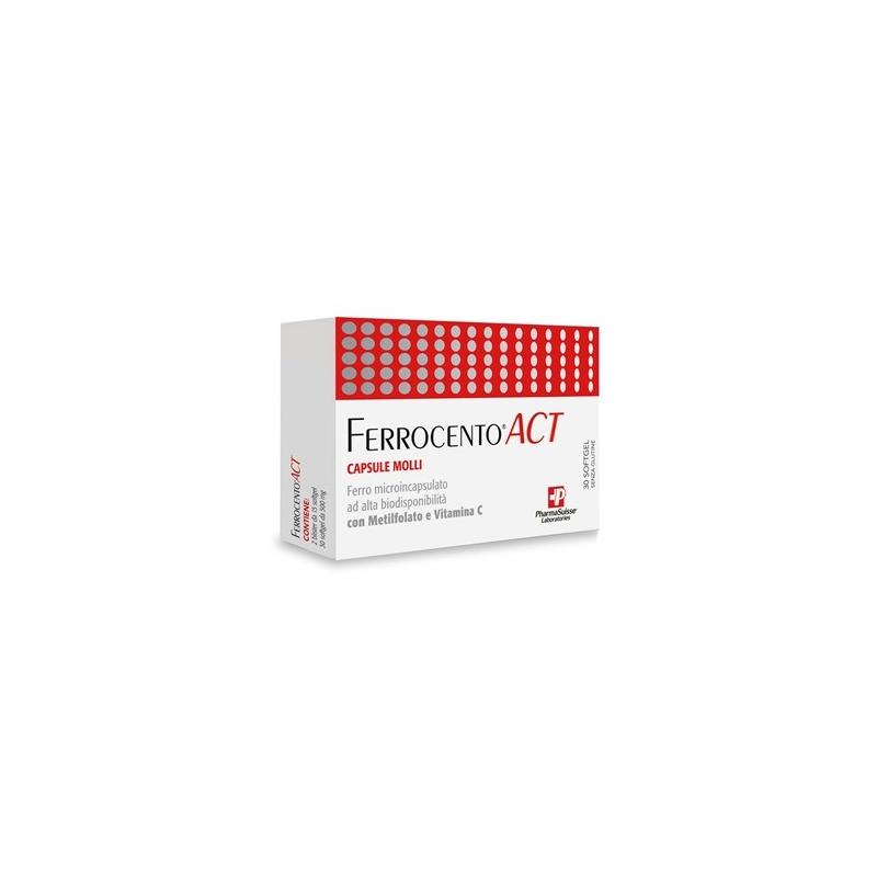 Pharma Suisse Ferrocento Act 30 Capsule Molli Integratore Gravidanza