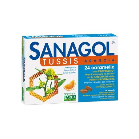 Phyto Garda Sanagol Tuss 24 Caramelle per benessere gola gusto arancia