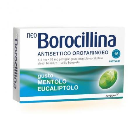 Neo Borocillina Farmaco per il mal di Gola 16 Pastiglie Menta Eucalipto