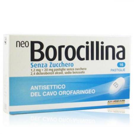 Neo Borocillina Farmaco per il mal di Gola 16 Pastiglie Senza zucchero