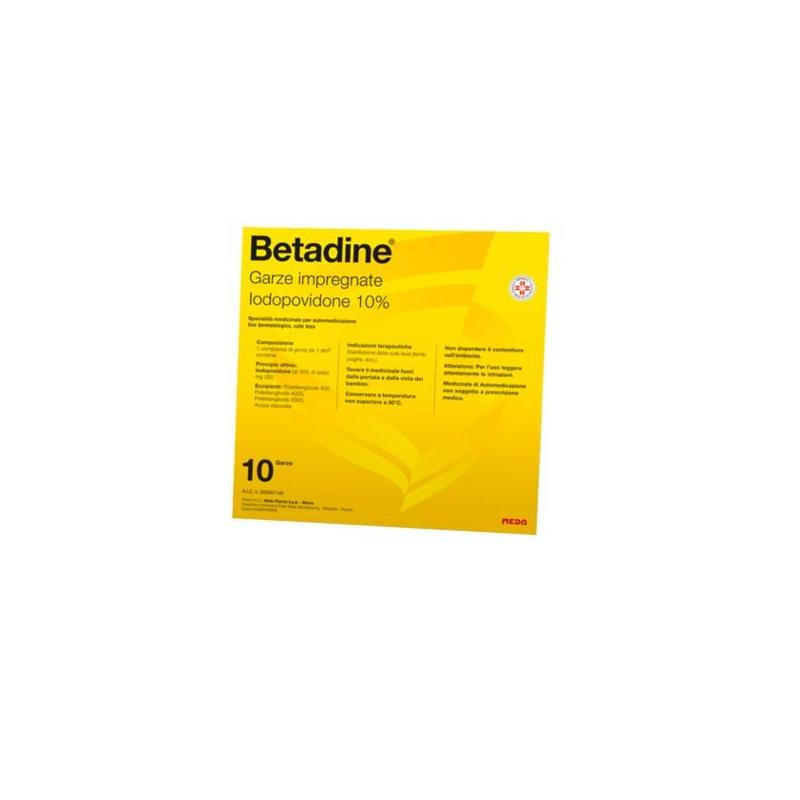 Betadine 10 Garze Impregnate per Trattamento Ferite e Infezioni