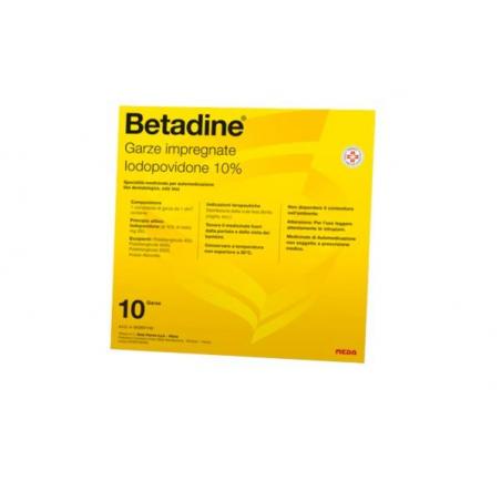 Betadine 10 Garze Impregnate per Trattamento Ferite e Infezioni