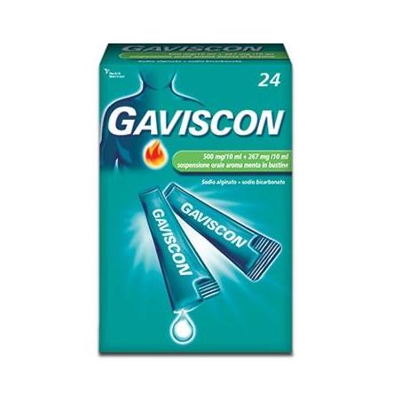 Gaviscon Sospensione Orale 24 bustine 500 mg/10 ml + 267 mg/10 ml
