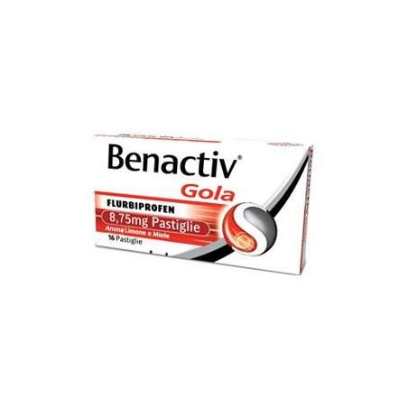 Benactiv Gola per il Mal di Gola 16 pastiglie Gusto Limone e Miele 8,75 mg