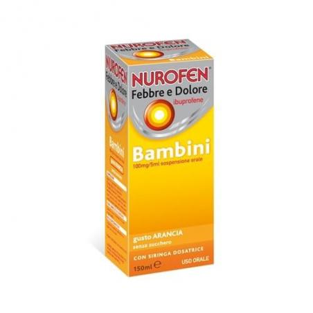 NUROFEN FEBBRE E DOLORE*BB os sosp 150 ml 100 mg/5 ml arancia s/zucchero c/siringa