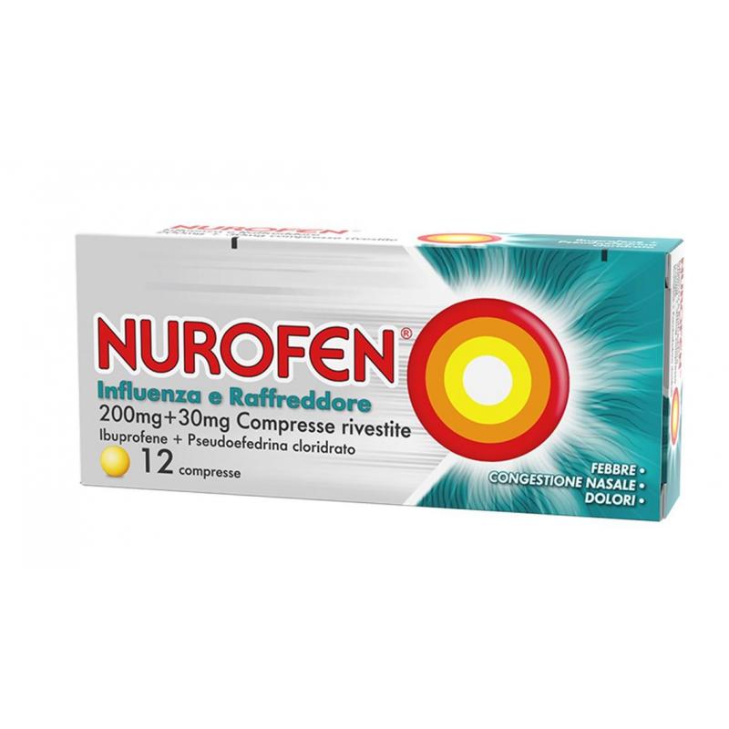 Reckitt Benckiser H. Nurofen Influenza E Raffreddore 12 Compresse Rivestite 200 Mg + 30 Mg