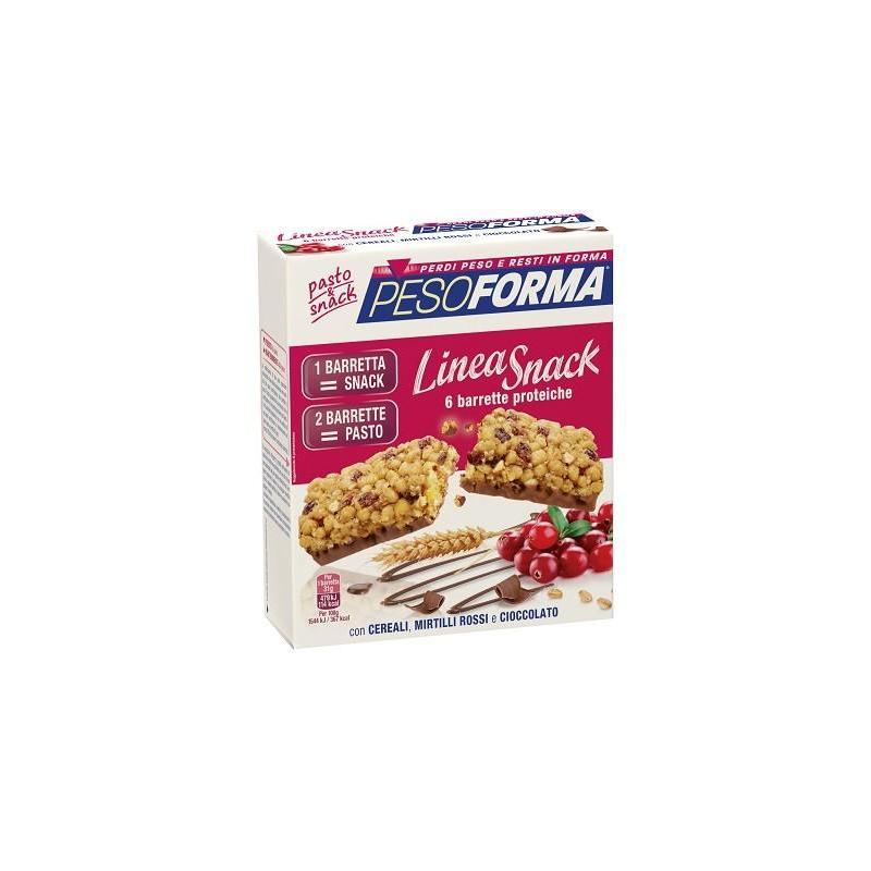 Pesoforma Linea Snack 31 g 6 Barrette Proteiche ai Cereali e Mirtilli Rossi