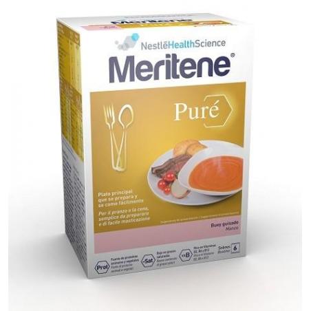 Nestlè Meritene Purè 6 Bustine x 75 g Alimento Bilanciato Manzo