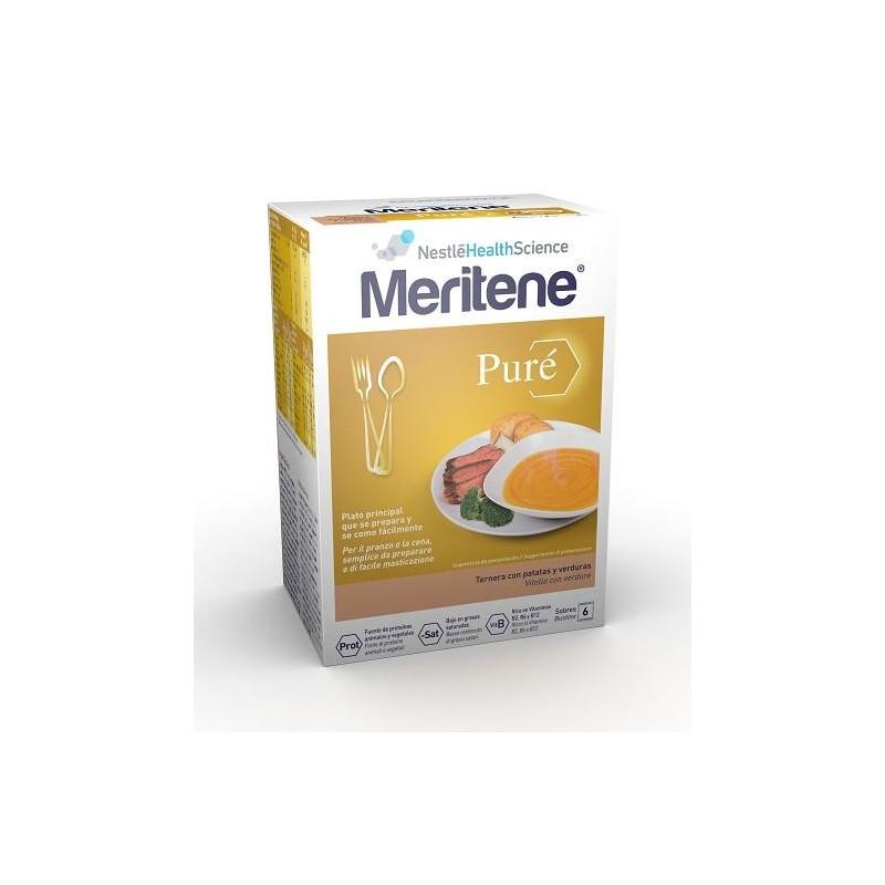 Nestlè Meritene Purè 6 Bustine x 75 g Alimento Bilanciato Vitello con Verdure