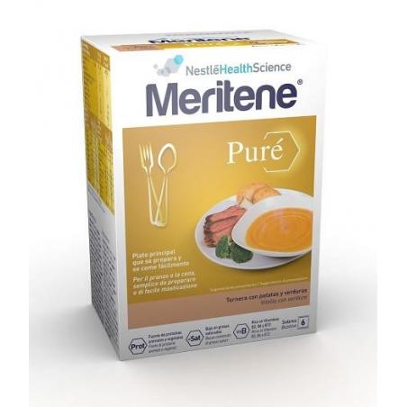 Nestlè Meritene Purè 6 Bustine x 75 g Alimento Bilanciato Vitello con Verdure
