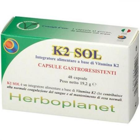 Herboplanet K2 Sol Integratore per le Ossa 48 CPS