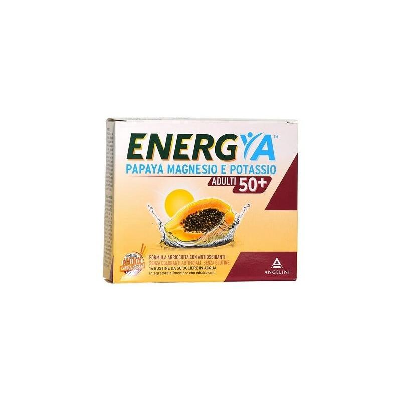 Angelini Energya Papaya Magnesio e Potassio Adulti 50+ 14 Bustine Integratore di sali minerali