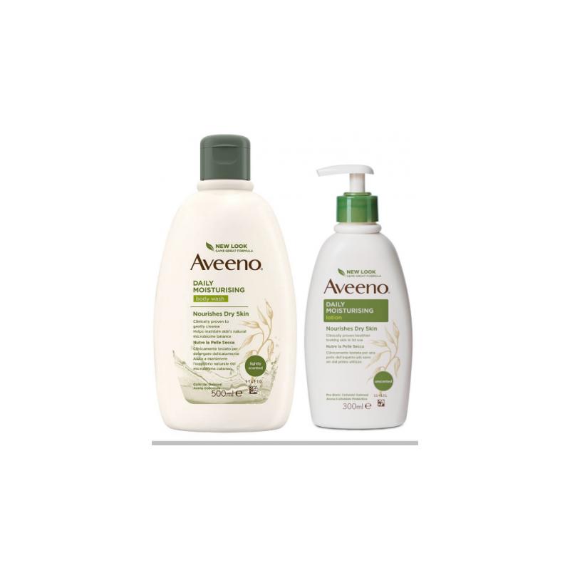 Aveeno Bundle Bagno Doccia 500 ml + Crema Idratante 300 ml